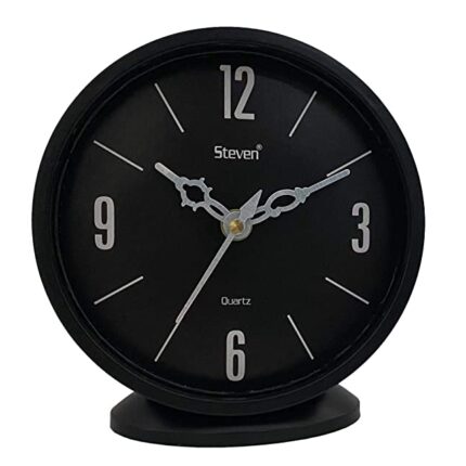 Table Clock Clock by STEVEN Quartz LLP, Size Small 5 INCH Model NO.501 (Black)