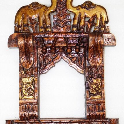 Lal Haveli Rajasthani Handmade Vintage Wooden Camel Design Jharoka Photo Frame Showpiece  -  43.18 cm