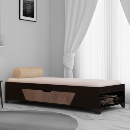 Kaze Single Bed With Box Storage In Wenge Finish