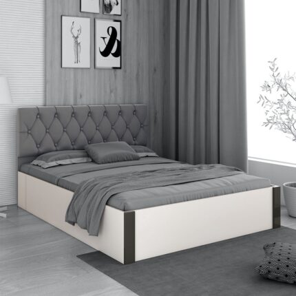 Orbit Queen Size Bed With Box Storage In Frosty White Colour