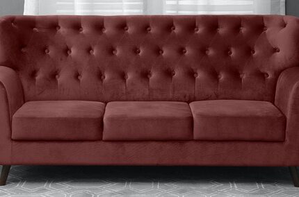 Wiltshire 3 Seater Velvet Sofa In Wine Red Colour